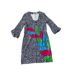 Lilly Pulitzer Womens Blue Balloon Sleeve Caterpillar Angie Shift Dress Medium